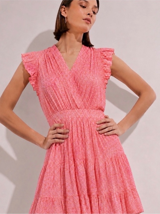 Anthropologie Dresses & Skirts - Anthropologie Cinq à Sept Nanci Floral Pink Lemonade Tiered Ruffle Mini Dress